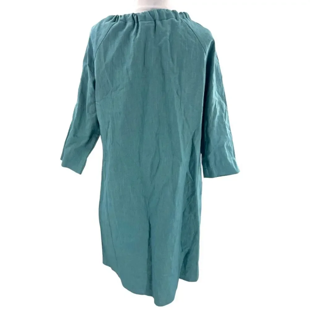Le Muse french linen dress sz M blue - Picture 2 of 8